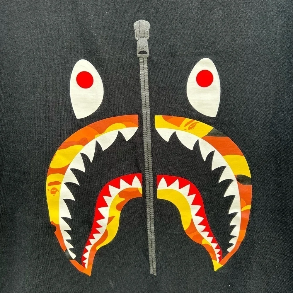 BAPE A Bathing Ape Yellow Orange Camo Shark T-Shirt Short Sleeve Large - Picture 5 of 10